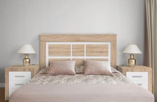 Dormitorio completo madera y blanco