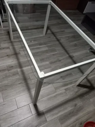 Mesa de centro cristal y metal