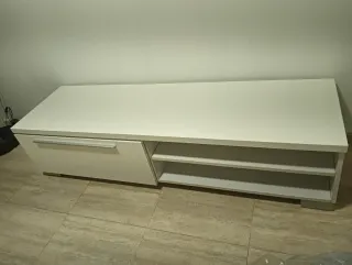 Mueble TV Blanco Brillo Lacado 155 largox38altox45