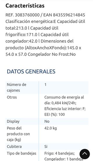 Nevera con congelador arriba