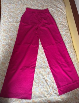 Pantalones Zara Fucsia Pinzas Anchos