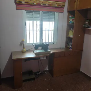 Escritorio madera  cristal estante armarios puente