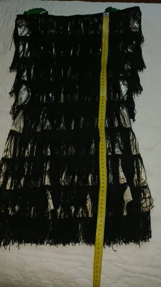 Disfraz epoca charleston, flecos negro T38