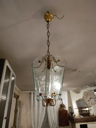 Lanterna ottone e vetro anni '40
