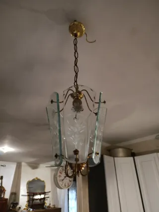 Lanterna ottone e vetro anni '40