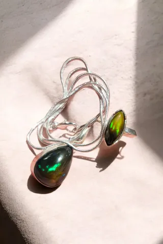 Anillo y Colgante Plata Opalo Negro