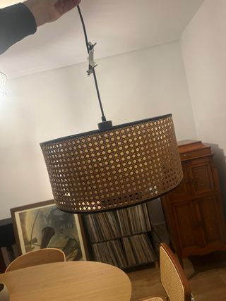 Lámpara techo ratán + Bombilla XL