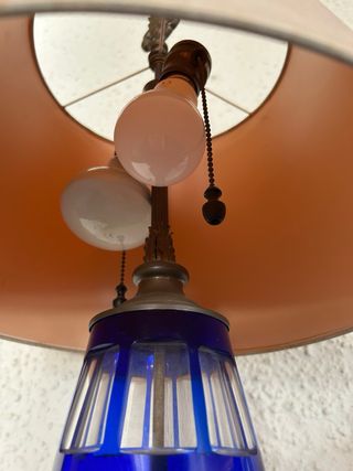 Lámpara Cristal Alemán Azul y Latón años 1940