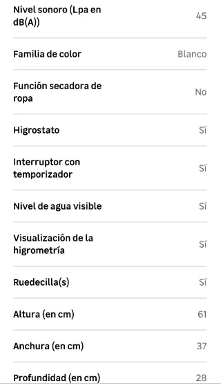 Deshumidificador Equation Blanco