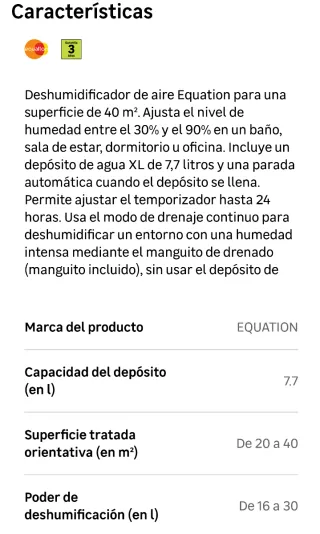 Deshumidificador Equation Blanco