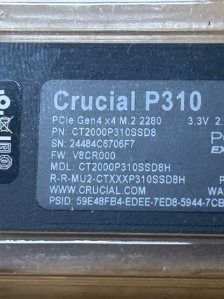 Crucial P310 SSD 2TB PCIe Gen4 NVMe M.2 2280