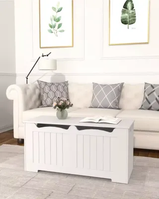 Banco / baúl de almacenamiento blanco de 100 cm