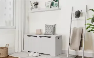 Banco / baúl de almacenamiento blanco de 100 cm