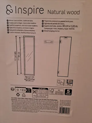 Espejo de pared para colgar o apoyar en el suelo,