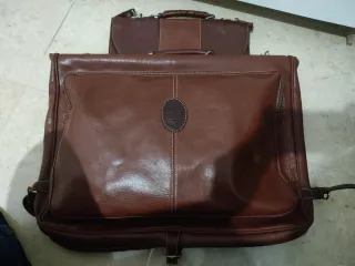 Maletín de piel auténtica marrón