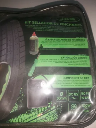 Kit Reparación Pinchazos JBM + Compresor