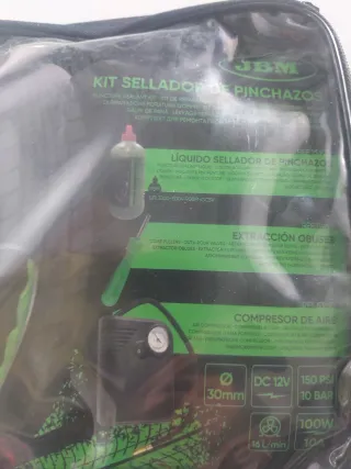 Kit Reparación Pinchazos JBM + Compresor