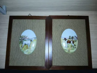 Coppia Quadri Vintage Cani da Caccia