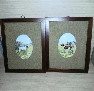 Coppia Quadri Vintage Cani da Caccia