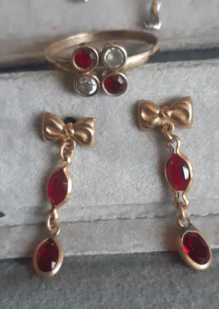 Conjunto oro laminado 14kl con piedras