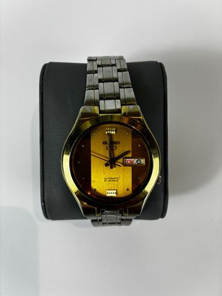 Seiko 5 automático vintage dorado Day-Date