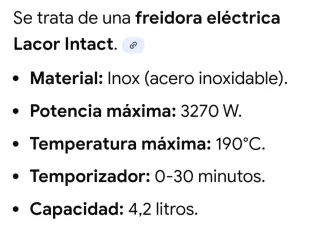 Freidora Eléctrica Lacor Impact