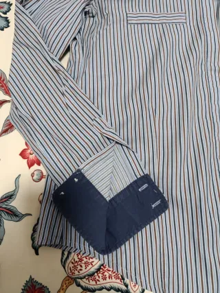 Camisa Mango Rayas Azul y Marrón Mujer