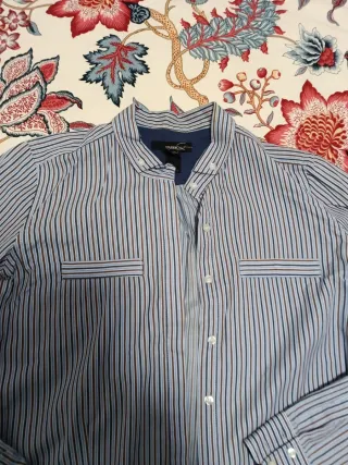 Camisa Mango Rayas Azul y Marrón Mujer