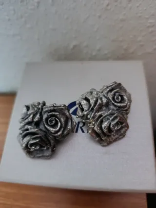 Pendientes de pinza mujer plata rosas