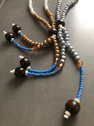 Juzu Buddista Bianco, Oro, Grigio e Blu