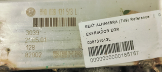 ENFRIADOR EGR SEAT ALHAMBRA (7V9) Reference 03813