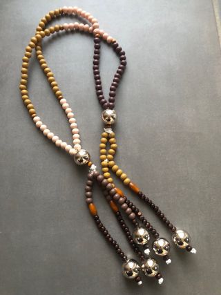 Juzu Buddista Collana Perline Legno e Sfere