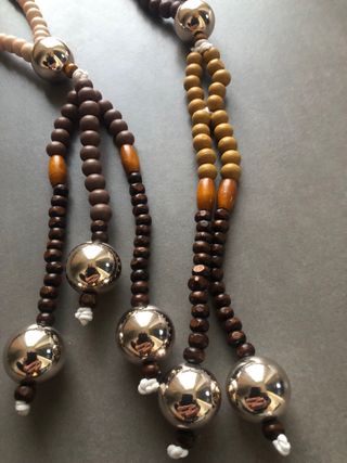 Juzu Buddista Collana Perline Legno e Sfere