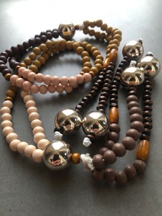 Juzu Buddista Collana Perline Legno e Sfere