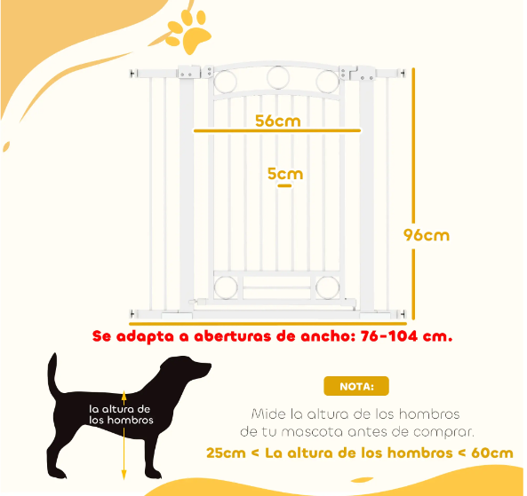 Puerta Seguridad Perros Ajustable 76-104cm