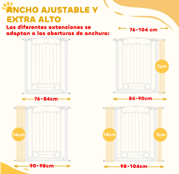 Puerta Seguridad Perros Ajustable 76-104cm