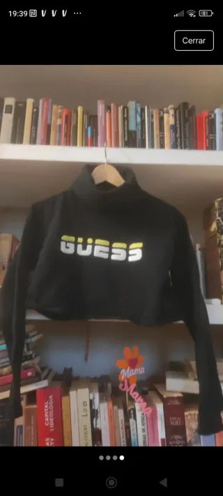 Sudadera Guess Crop Top Negra