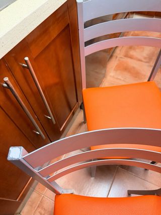 5 Sillas Cocina Asiento Naranja