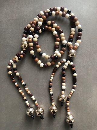 Juzu Buddista Collana Perline Legno e Sfere