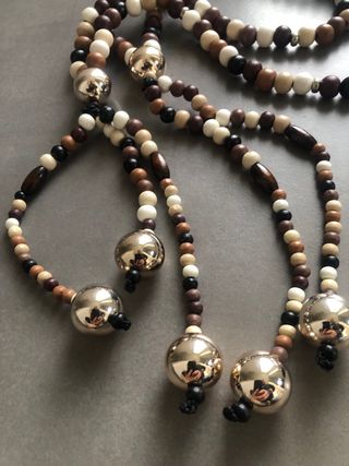 Juzu Buddista Collana Perline Legno e Sfere