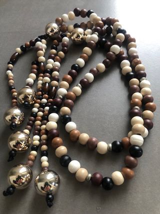 Juzu Buddista Collana Perline Legno e Sfere