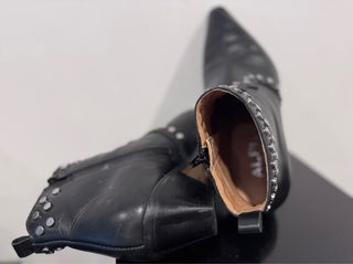 Botín piel cowboy con tachas de mujer negro Alpe