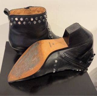 Botín piel cowboy con tachas de mujer negro Alpe