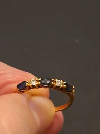 Anillo Oro Zafiros y Diamantes
