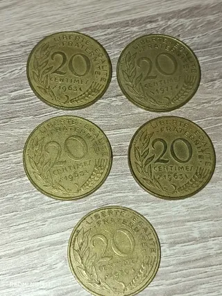 Monedas Francesas: Céntimos 5, 10, 20