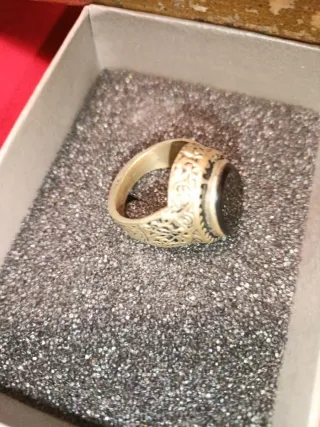 Anillo Plata Ley Carnolina Negra Talla 20