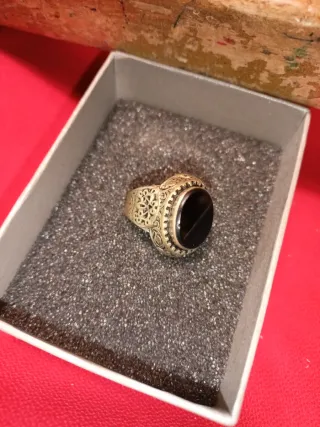 Anillo Plata Ley Carnolina Negra Talla 20