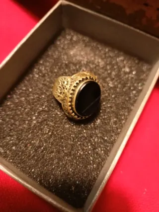Anillo Plata Ley Carnolina Negra Talla 20