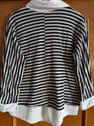 Jersey rayas blanco y azul con camisa