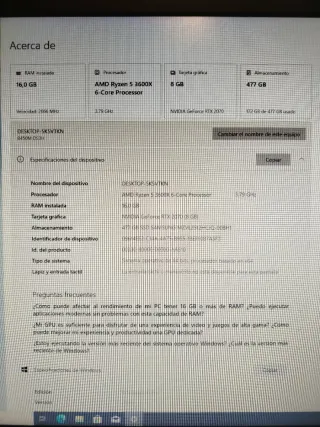 PC Gaming RTX 2070 8GB - Ryzen 5 3600X - 16GB RAM